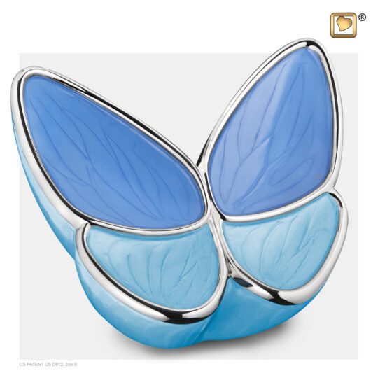 Wings of Hope™ Urn Peal Blue & Polished Silver