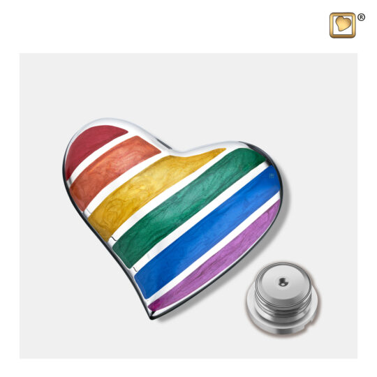 Pride™ Keepsake Urn Rainbow Heart Pol Silver