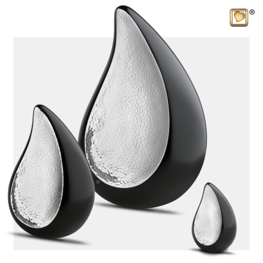 TearDrop™ Keepsake Urn Black & Hmd Silver