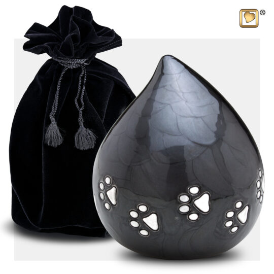 LoveDrop™ Pet Urn Pearl Midnight & Bru Pewter