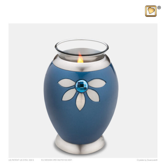 Nirvana™ Azure Tealight Urn Blue & Bru Pewter w/Swarovski®