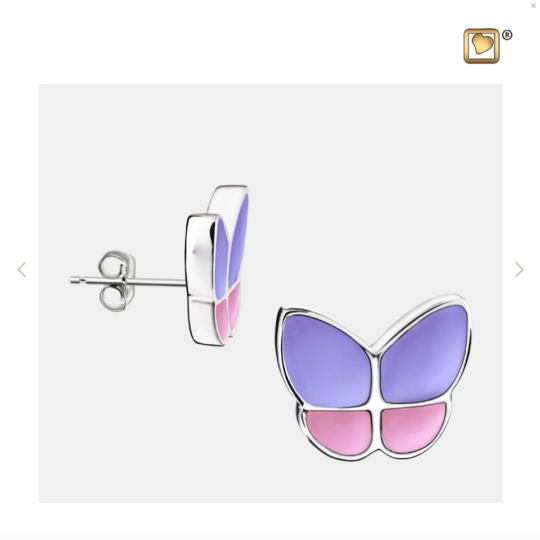 STUD EARRINGS Wings Of Hope™ Lavender Enamel Rhodium Plated