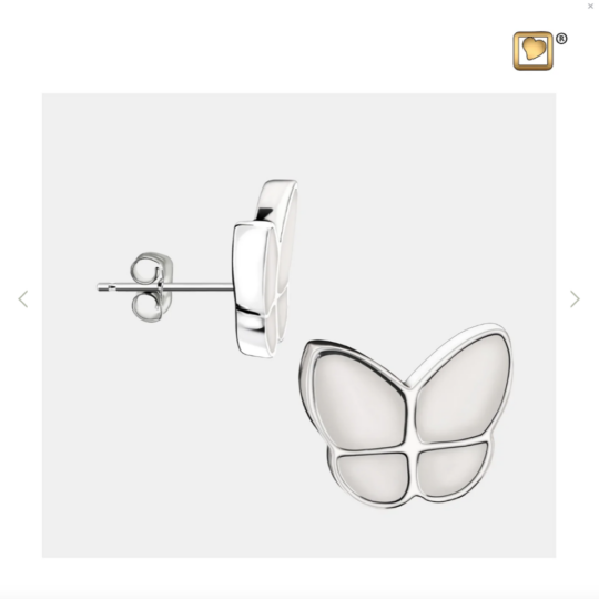 STUD EARRINGS Wings Of Hope™ Pearl Enamel Rhodium Plated