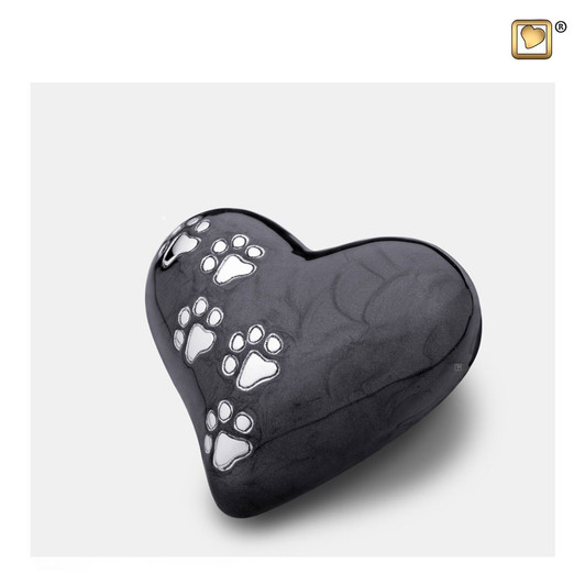 Heart Keepsake Pet Urn Pearl Midnight & Brushed Pewter