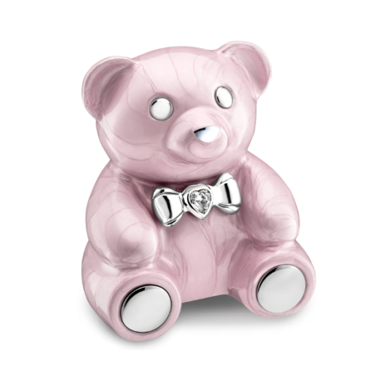 CuddleBear™ Child Urn Pearl Pink & Pol Silver w/Swarovski®