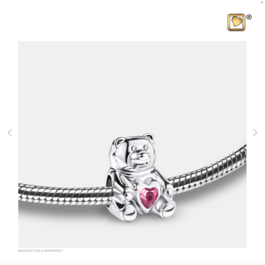 BEAD CuddleBear™ Rhodium Plated with Pink Crystal