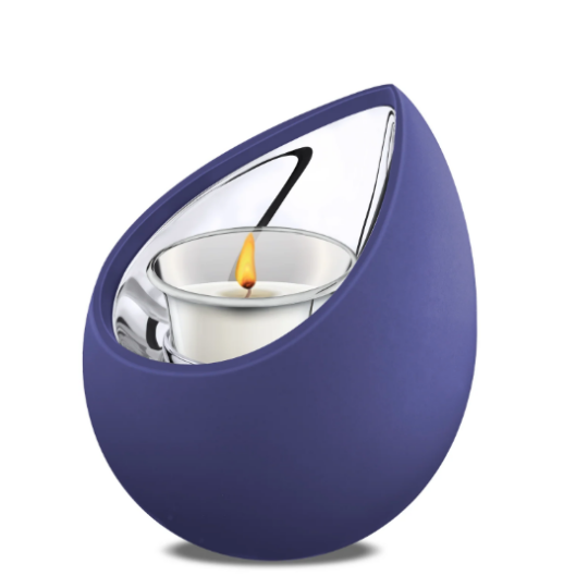 Drop Tealight Urn Navy & Pol Silver